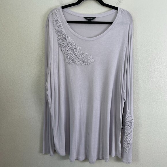 NEW Simply Vera Vera Wang Womens Plus 2X Embellished Long Sleeve Tunic Top - Picture 5 of 11